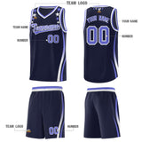 Custom Navy Shoulders Star Pattern Side Color Block Sports Uniform Basketball Jersey
