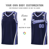 Custom Navy Shoulders Star Pattern Side Color Block Sports Uniform Basketball Jersey