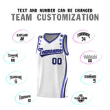 Custom White Shoulders Star Pattern Side Color Block Sports Uniform Basketball Jersey