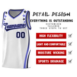 Custom White Shoulders Star Pattern Side Color Block Sports Uniform Basketball Jersey