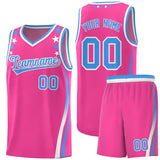 Custom Pink Shoulders Star Pattern Side Color Block Sports Uniform Basketball Jersey