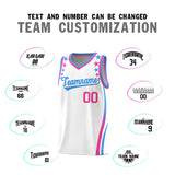 Custom White Shoulders Star Pattern Side Color Block Sports Uniform Basketball Jersey