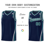 Custom Navy Shoulders Star Pattern Side Color Block Sports Uniform Basketball Jersey