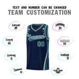 Custom Navy Shoulders Star Pattern Side Color Block Sports Uniform Basketball Jersey