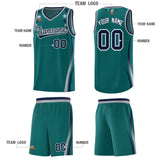 Custom Aqua Shoulders Star Pattern Side Color Block Sports Uniform Basketball Jersey