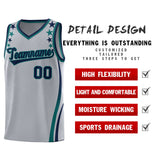 Custom Gray Shoulders Star Pattern Side Color Block Sports Uniform Basketball Jersey