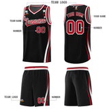 Custom Black Shoulders Star Pattern Side Color Block Sports Uniform Basketball Jersey