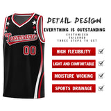 Custom Black Shoulders Star Pattern Side Color Block Sports Uniform Basketball Jersey