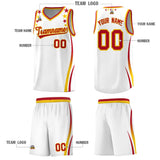 Custom White Shoulders Star Pattern Side Color Block Sports Uniform Basketball Jersey