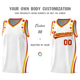 Custom White Shoulders Star Pattern Side Color Block Sports Uniform Basketball Jersey