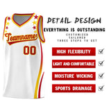 Custom White Shoulders Star Pattern Side Color Block Sports Uniform Basketball Jersey