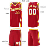Custom Red Shoulders Star Pattern Side Color Block Sports Uniform Basketball Jersey