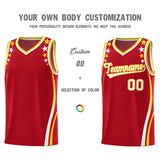 Custom Red Shoulders Star Pattern Side Color Block Sports Uniform Basketball Jersey