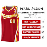 Custom Red Shoulders Star Pattern Side Color Block Sports Uniform Basketball Jersey