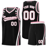 Custom Black Shoulders Star Pattern Side Color Block Sports Uniform Basketball Jersey