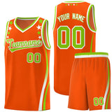 Custom Orange Shoulders Star Pattern Side Color Block Sports Uniform Basketball Jersey
