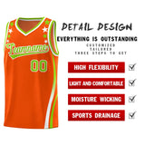 Custom Orange Shoulders Star Pattern Side Color Block Sports Uniform Basketball Jersey