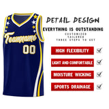 Custom Navy Shoulders Star Pattern Side Color Block Sports Uniform Basketball Jersey