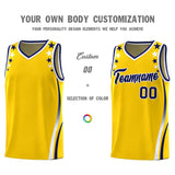 Custom Gold Shoulders Star Pattern Side Color Block Sports Uniform Basketball Jersey
