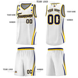 Custom White Shoulders Star Pattern Side Color Block Sports Uniform Basketball Jersey