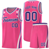 Custom Pink Shoulders Star Pattern Side Color Block Sports Uniform Basketball Jersey