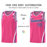 Custom Pink Shoulders Star Pattern Side Color Block Sports Uniform Basketball Jersey