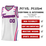 Custom White Shoulders Star Pattern Side Color Block Sports Uniform Basketball Jersey