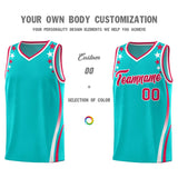 Custom Sky Blue Shoulders Star Pattern Side Color Block Sports Uniform Basketball Jersey