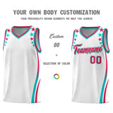 Custom White Shoulders Star Pattern Side Color Block Sports Uniform Basketball Jersey