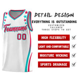 Custom White Shoulders Star Pattern Side Color Block Sports Uniform Basketball Jersey