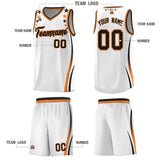 Custom White Shoulders Star Pattern Side Color Block Sports Uniform Basketball Jersey