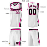 Custom White Shoulders Star Pattern Side Color Block Sports Uniform Basketball Jersey