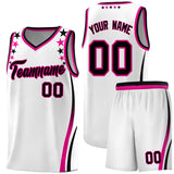 Custom White Shoulders Star Pattern Side Color Block Sports Uniform Basketball Jersey