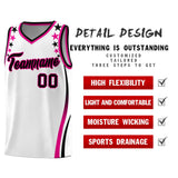 Custom White Shoulders Star Pattern Side Color Block Sports Uniform Basketball Jersey