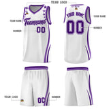 Custom White Shoulders Star Pattern Side Color Block Sports Uniform Basketball Jersey
