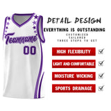Custom White Shoulders Star Pattern Side Color Block Sports Uniform Basketball Jersey