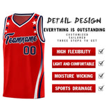 Custom Red Shoulders Star Pattern Side Color Block Sports Uniform Basketball Jersey