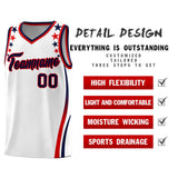 Custom White Shoulders Star Pattern Side Color Block Sports Uniform Basketball Jersey