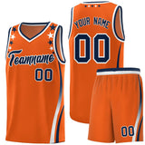 Custom Orange Shoulders Star Pattern Side Color Block Sports Uniform Basketball Jersey