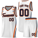 Custom White Shoulders Star Pattern Side Color Block Sports Uniform Basketball Jersey