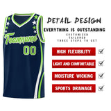 Custom Navy Shoulders Star Pattern Side Color Block Sports Uniform Basketball Jersey