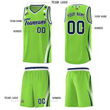 Custom Neon Green Shoulders Star Pattern Side Color Block Sports Uniform Basketball Jersey
