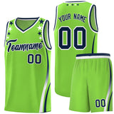 Custom Neon Green Shoulders Star Pattern Side Color Block Sports Uniform Basketball Jersey