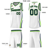 Custom White Shoulders Star Pattern Side Color Block Sports Uniform Basketball Jersey