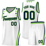 Custom White Shoulders Star Pattern Side Color Block Sports Uniform Basketball Jersey