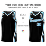 Custom Black Shoulders Star Pattern Side Color Block Sports Uniform Basketball Jersey