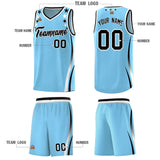 Custom Light Blue Shoulders Star Pattern Side Color Block Sports Uniform Basketball Jersey