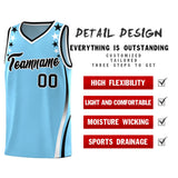 Custom Light Blue Shoulders Star Pattern Side Color Block Sports Uniform Basketball Jersey