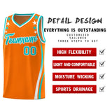 Custom Orange Shoulders Star Pattern Side Color Block Sports Uniform Basketball Jersey