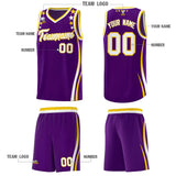 Custom Purple Shoulders Star Pattern Side Color Block Sports Uniform Basketball Jersey